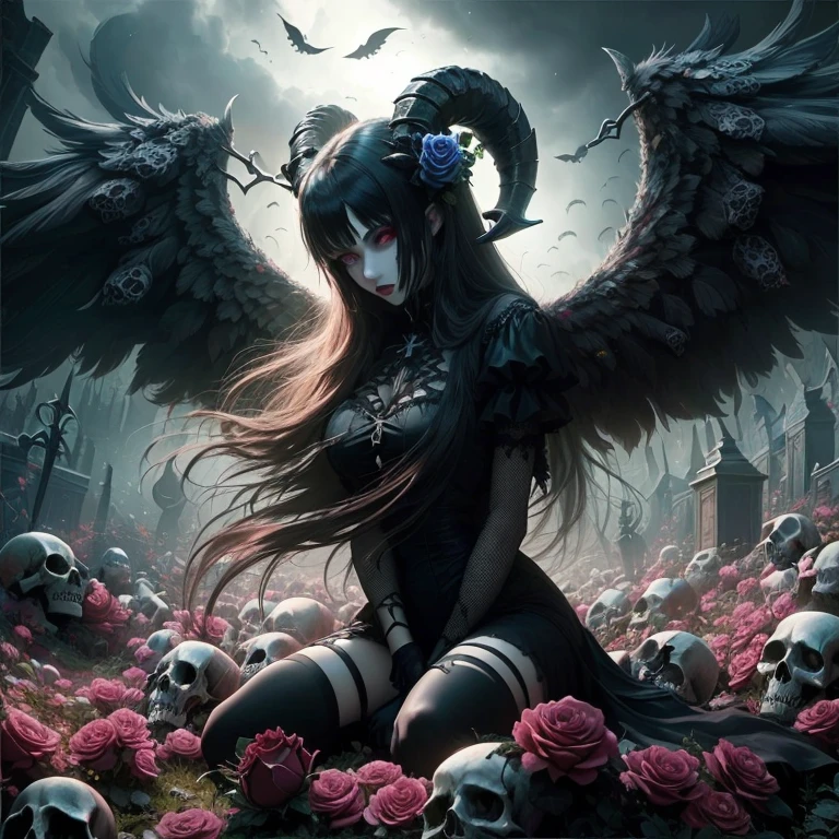 High Resolution, High Quality , Masterpiece .Hyper-realistic ink drawing with surreal colors, elements of absurdity in the style of Gerald Brom featuring post mortems aflame as a reference to tim Burton,bloodletting, broken hearts, pillls, and hemoglobin bubbles ascending into a firie sky, chiaroscuro lighting enhancing symbols of departed love, a Ufo adorned with angels emitting an air of melancholy, atmospheric mood. Macabre horror,scary stories slight details, surrealism, expressionism