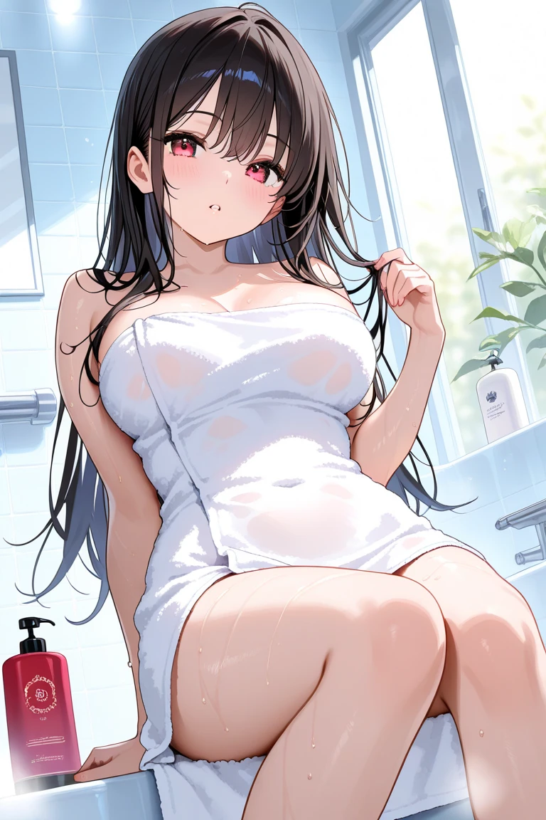 ((masterpiece,Highest quality:1.3,best quality illustration)),(realistic),having sex,man on top,cowboy shot,独奏,1woman,25 year old beauty,brown hair,ponytail hair,long hair,bangs,brown eyes,(gorgeous big eyes),crying,tears,((very small head:1.3)),((very long body:1.2,skinny)),((tan skin:1.4)),medium breasts,White tube top shirt、navel,vagina,sweat:1.3,vaginal penis,gleaming skin,slender body,sitting,Toilet、Public toilets、station、New York City、nsfw,