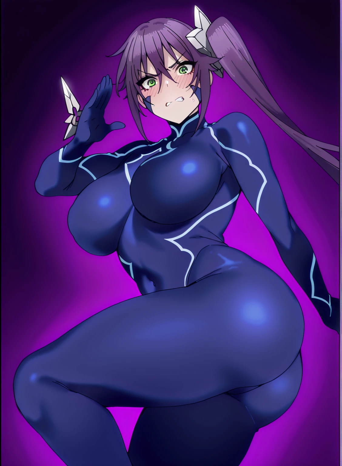 1 girl,Browsing Caution,clavicle, Absurd, brainwashing,Combatant, Hollow Eyes,((Purple glowing eyes 1.5)), Huge breasts , Expressionless, Emotions are removed,(Pink latex tight bodysuit),avert your eyes , whole body shape, ((Squat,Spread your legs, Put your arms behind your head)),(Highest quality、4K、8k、High resolution、Must have:1.2)、Very detailed、(reality、reality的です、reality的:1.37)、Ticker、Hyper HD、Studio Lighting、Ultra High Definition Paint、Sharp focus、Physically Based Rendering、Extreme Detail、Professional specifications、Vibrancy and color、Blurred、Sports portrait、landscape、Horror Style、Anime Big Tits、sf、photograph、Concept Artist、Five Fingers, Perfect body, {{{masterpiece}}}, {{{Highest quality}}}, {{Very detailed}}, {shape}, {{Very delicate and beautiful}},Improved cost performance、All Roles、Canon 5D MK4でphotograph、photograph,
