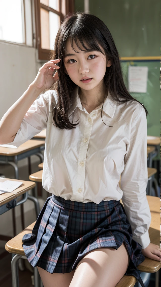 (masterpiece, Highest quality:1.2), 8k, young美しい女の子, 85mm,Official AR RAW Photos,Looks young,Very young,clear,Junior high school freshman,very cute,Idol Style,student,10 generationsの少女,Sit on the floor ,Place your hands behind your back,young, I can see your chest,Flat Chest,Erect nipples,No makeup, Film Grain, chromatic aberration, Sharp focus, Face Light, Bright lighting, 10 generations, Detailed face, ((((((14 year old high school girl))))))、Tight waist,Delicate body,In the classroom at night,Delicate genitals,Genitals are clearly visible,young性器,Wide-open legs,Wide-open legs,Please spread your legs as far as possible,Look at my genitals,Show off your genitals,Feels good,From below,From the ground
