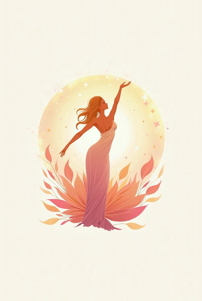 Create a name logo for a women&#39;s store brand named Hemera , Goddess of light. Abstract style or silhouette in golden tones 