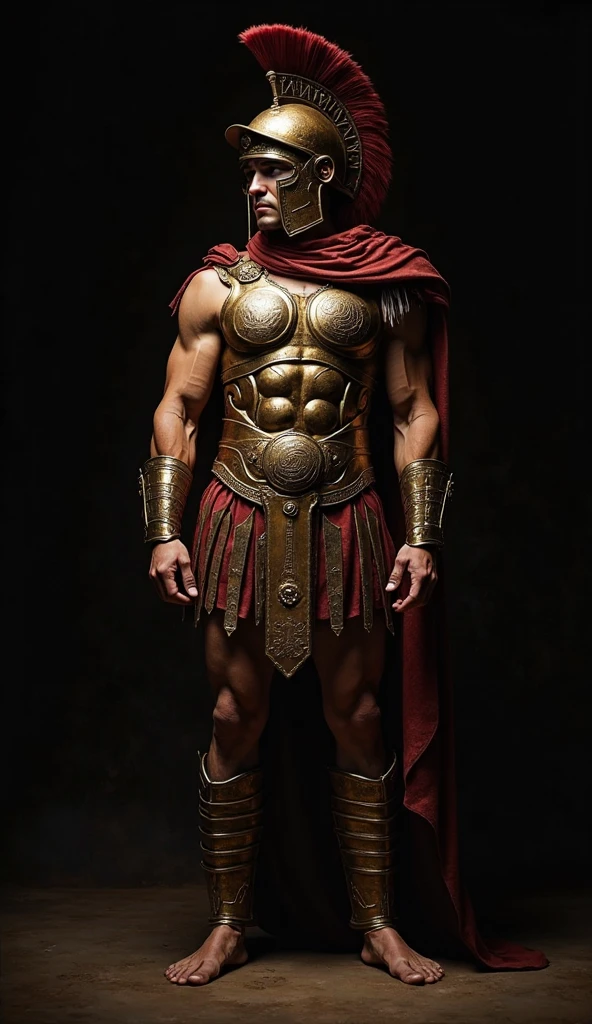 realist, (masterpiece), (photorealist:1.3), ultra detailed, (high detailed:1.2), (Best Quality:1.0), manly, muscular, Tall Man, chest hair, A man in royal costume, 35 years, covered in a small insulting armor, elegant, full body character sheet, big bulge in crotch, MUSCLE BODY, full body view, inside a castle, loincloth made of very fine thread, Haircut, Shadow of six'clock.