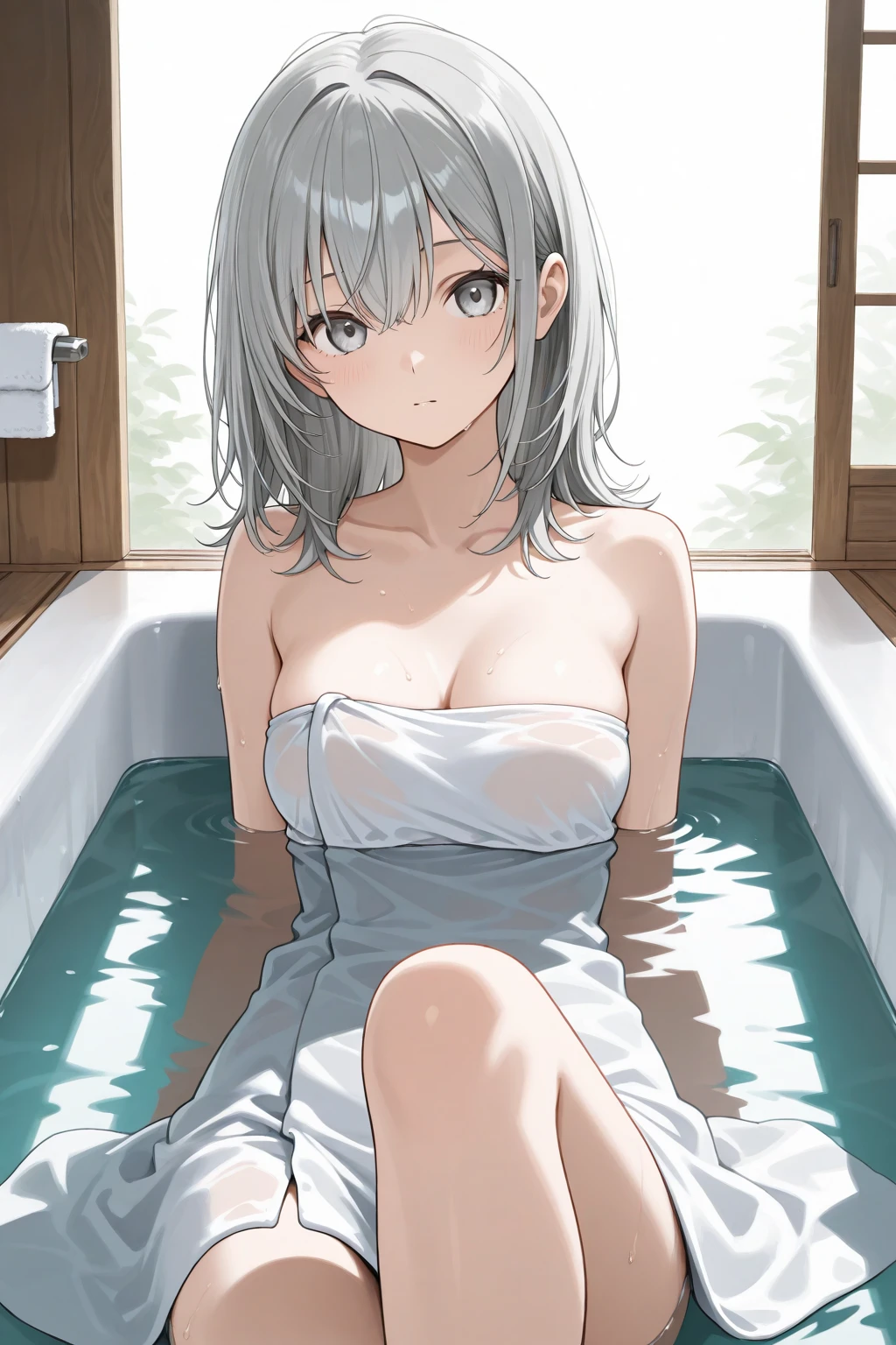 Silver Wolf,bathing towel,Just out of the bath,Wet water