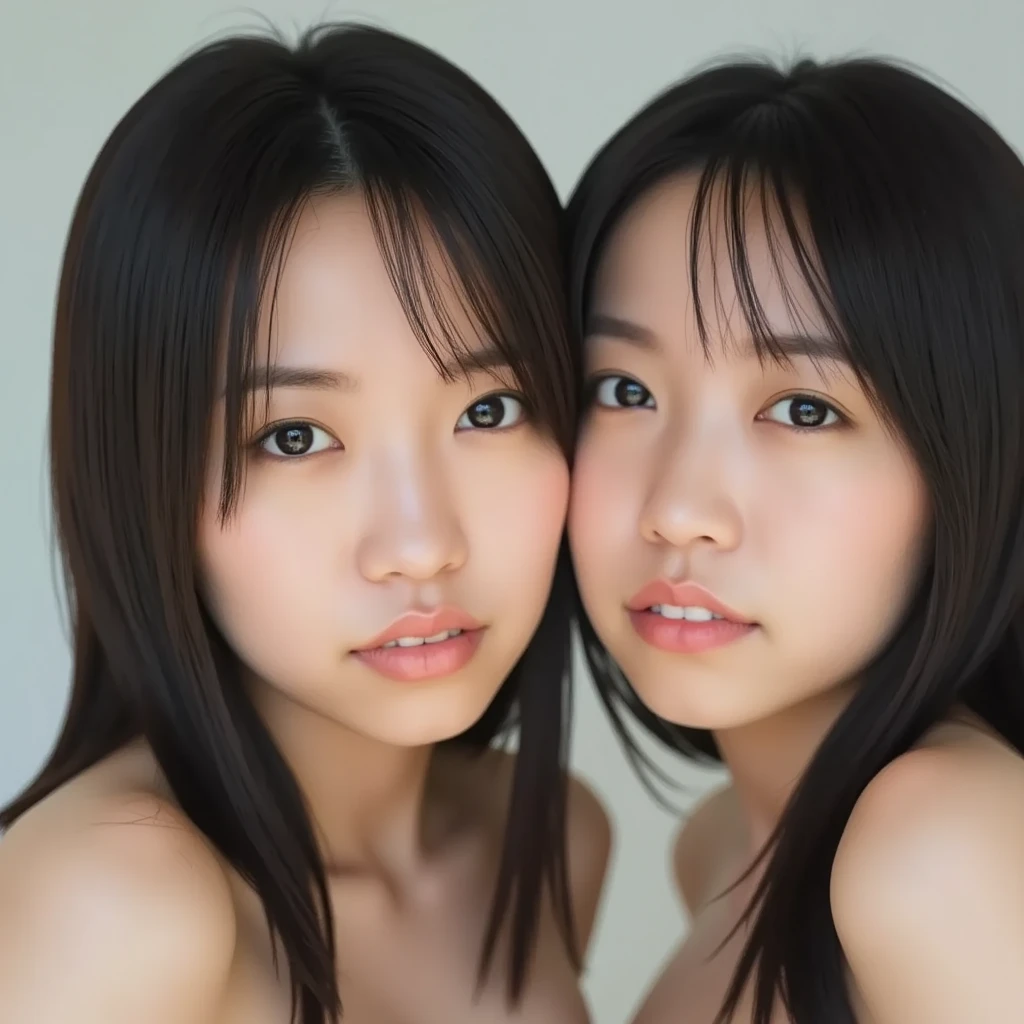 pieces fly, highest quality, ((highest quality、8K、masterpiece:1.3))、ultra high resolution、Physically based rendering、(realistic:1.37)、完璧な体の美しいtwo women:1.4、slim abdomen:1.2、Highly detailed face and skin texture、 red cheeks、white skin、thin waist,thin legs、highest quality,Super detailed,masterpiece,very beautiful 12 year old girl, (cute:1.2),perfect shiny skin,perfect skin,((Accurate hand without discomfort)), big smile, (brown hair),(ショートのボブヘアーとロングヘアーのtwo women),(((upper body nude)))、(((full nude)))、((I can see your ))、(((lower body nude)))、(((I can see pubic hair)))、winter landscape、snow、((river))、((wet body))、(((Cheb is visible)))、necklace、((two women))