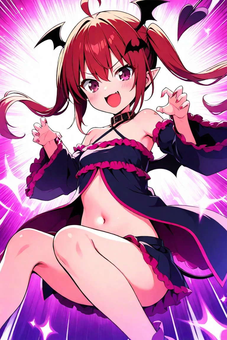 masterpiece、ighly detailed、(1 girl in:1.2)、Red hair、big eye、a closeup、A smile、8K、short-hair、animesque、Shining eyes、(((Red Idol Costume))), ((Red dress)), (((Pink gloves))), dance, sings, brilliance, on a stage,Black hair ornament, stage, A light, striated hair, radiant eyes, medium breasts, gloves, Sing with your mouth open, Bottom Black Skirt