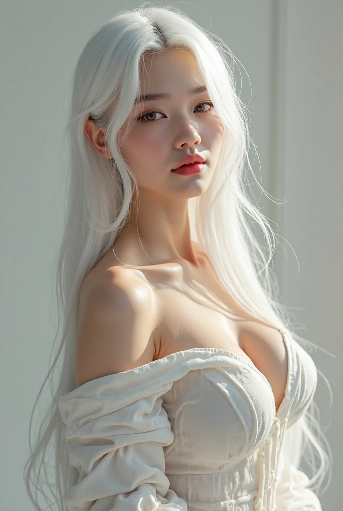 Boxing Girl, boxing, arafed asian woman in a skirt posing for a picture, jaeyeon nam, Gorgeous young Korean woman, beautiful Korean women, Korean Girl, Beautiful young Korean woman, Korean Woman, Choi Hong Hwa, korean female fashion model, Sexy look, Big Breast, bright white hair, Sexy Pose, show breast