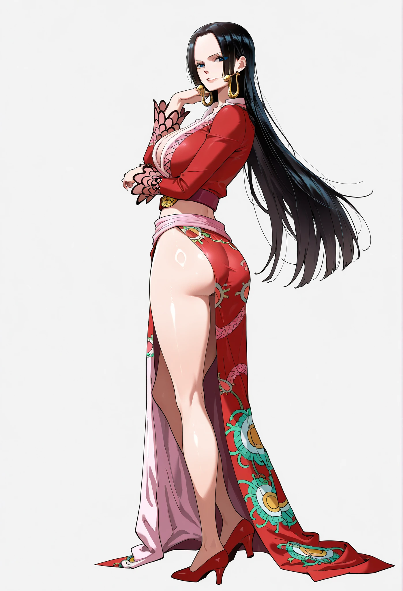 ((masterpiece, best quality)), ((39 year old)), (((Curvy))), ((Unohana from Bleach)), ((Japanese woman with long black braided hair)), ((pink satin panties)), pink satin bra, white kimono, Blue eyes, (((realistic art style)))