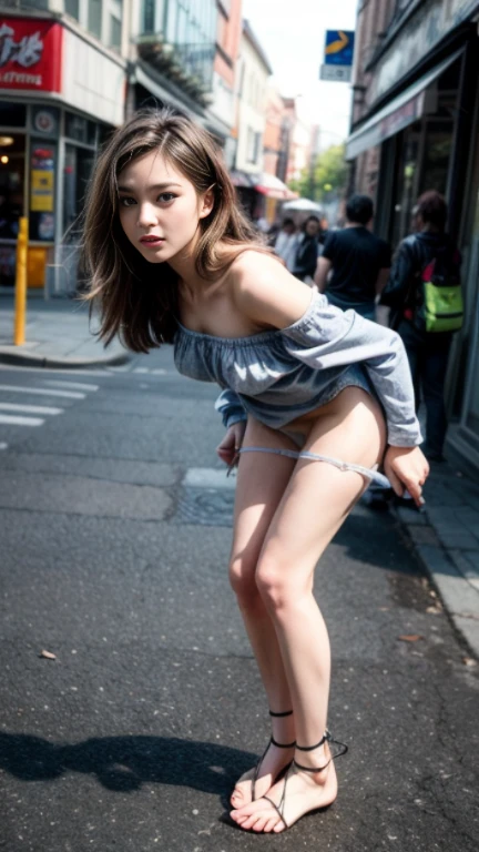 abandoned building,Garbage all over the ground,Devastated,Dilapidated,Sexy standing pose,(Full body portrait 1.1),18 years old korean beauty,Random white sexy transparent bikini,(Slender and slender figure),Skinny,As thin as a whipping post,Smaller bust,(((Nudity all over))),((Wearing a naked))exhibitionists,Random exposure of genitals