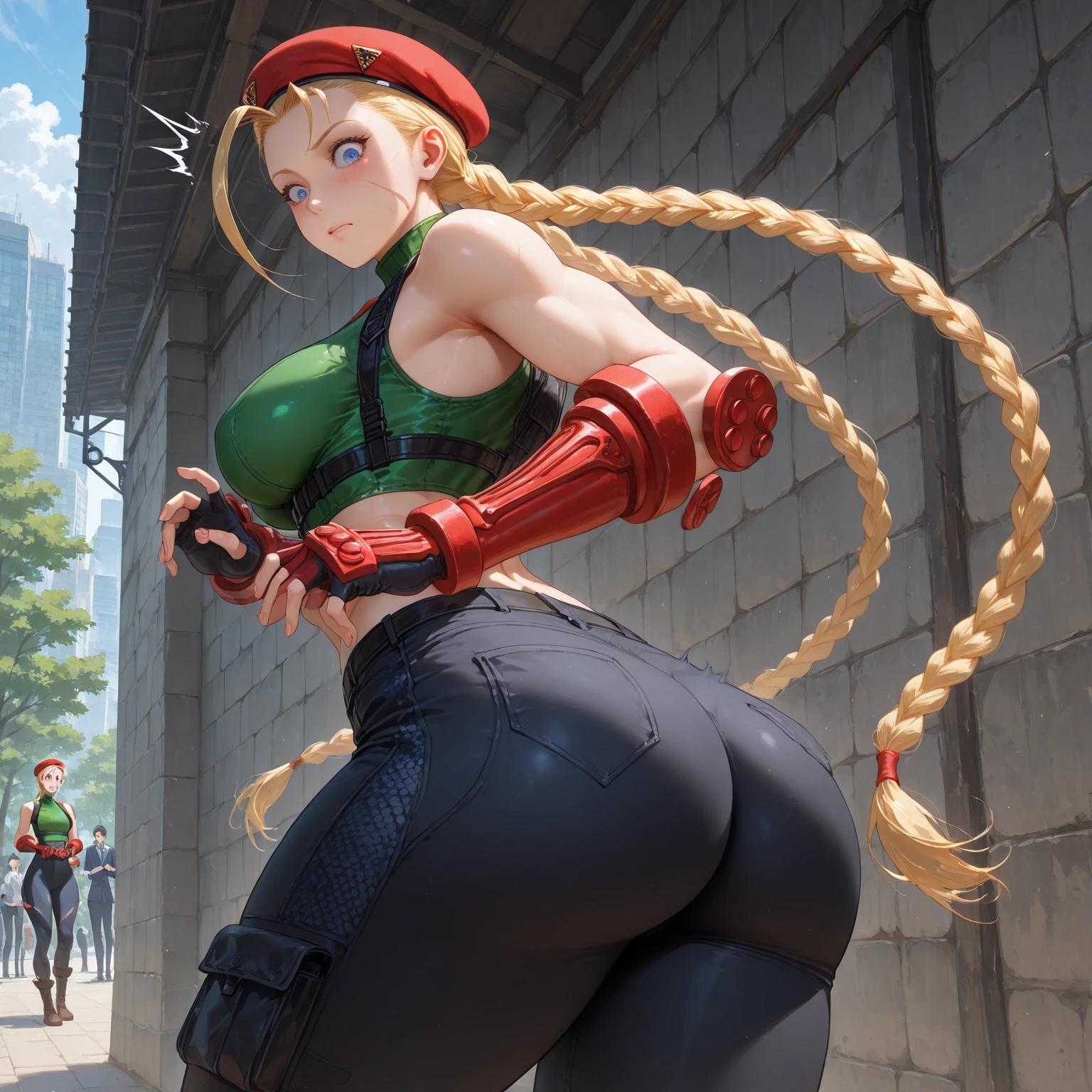 Sexycuterobutts, cammy From Street Fighter,bottom view,ass,large breasts ,back view
