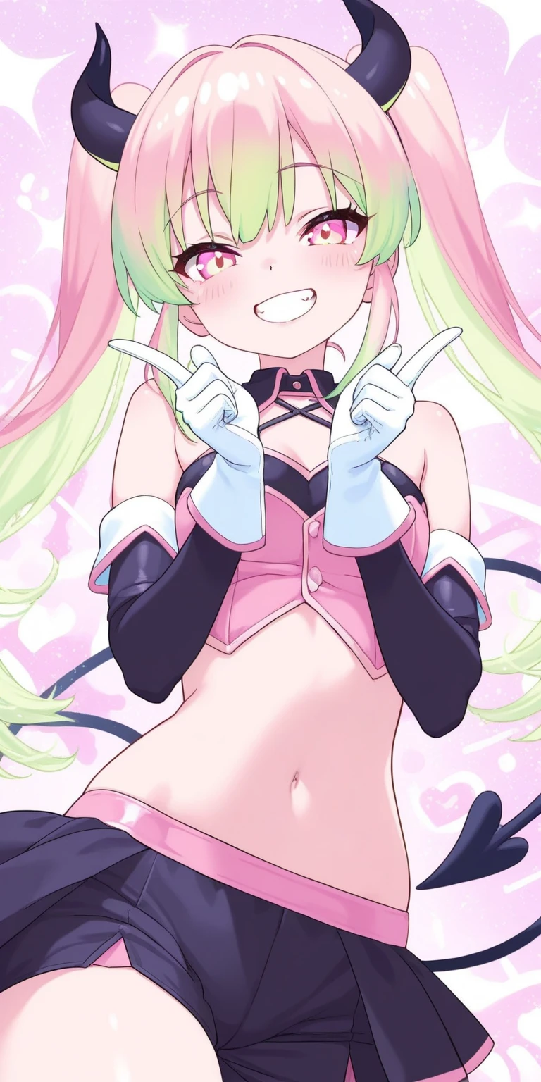 (( 1girl in)), (NSFW)、blush,Pink hair、Parted bangs、Forehead、white forehead protector、green colored eyes、( Red Leotard) ,On stage、flat chest、big butts、((thick thighs))、Sweat、((:D))、Surprised、(Straight hair)、Armpits、Hands behind the head、spreading legs、(White shoulder armor)、Gold decoration、Blue crystal