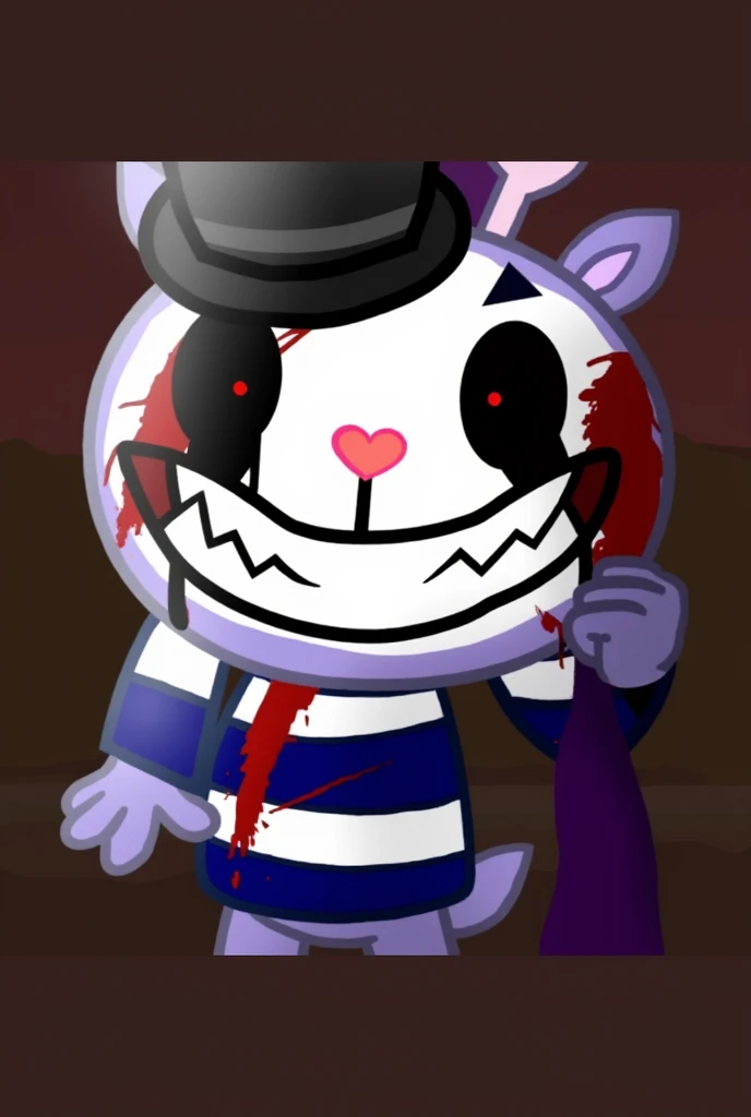Create a 3D model of a skeleton wearing a purple bunny costume. The costume should have a plush appearance, with a soft and realistic texture. The rabbit must have large, flexible ears, a light gray belly and a red bow around the neck. The skeleton must have a big smile and black hollow eyes. The character&#39;s pose should be friendly, with a hand waving. The background must be transparent.
