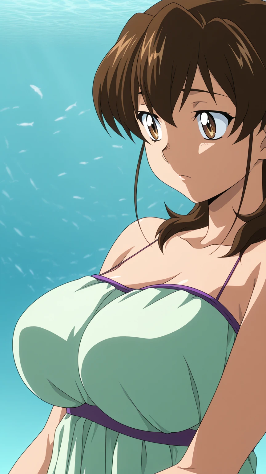 masterpiece, best quality, illustration, highly detailed, chitanda_eru, beautiful detailed eyes, cleavage, snake, (coiled), restrained, tears, crying