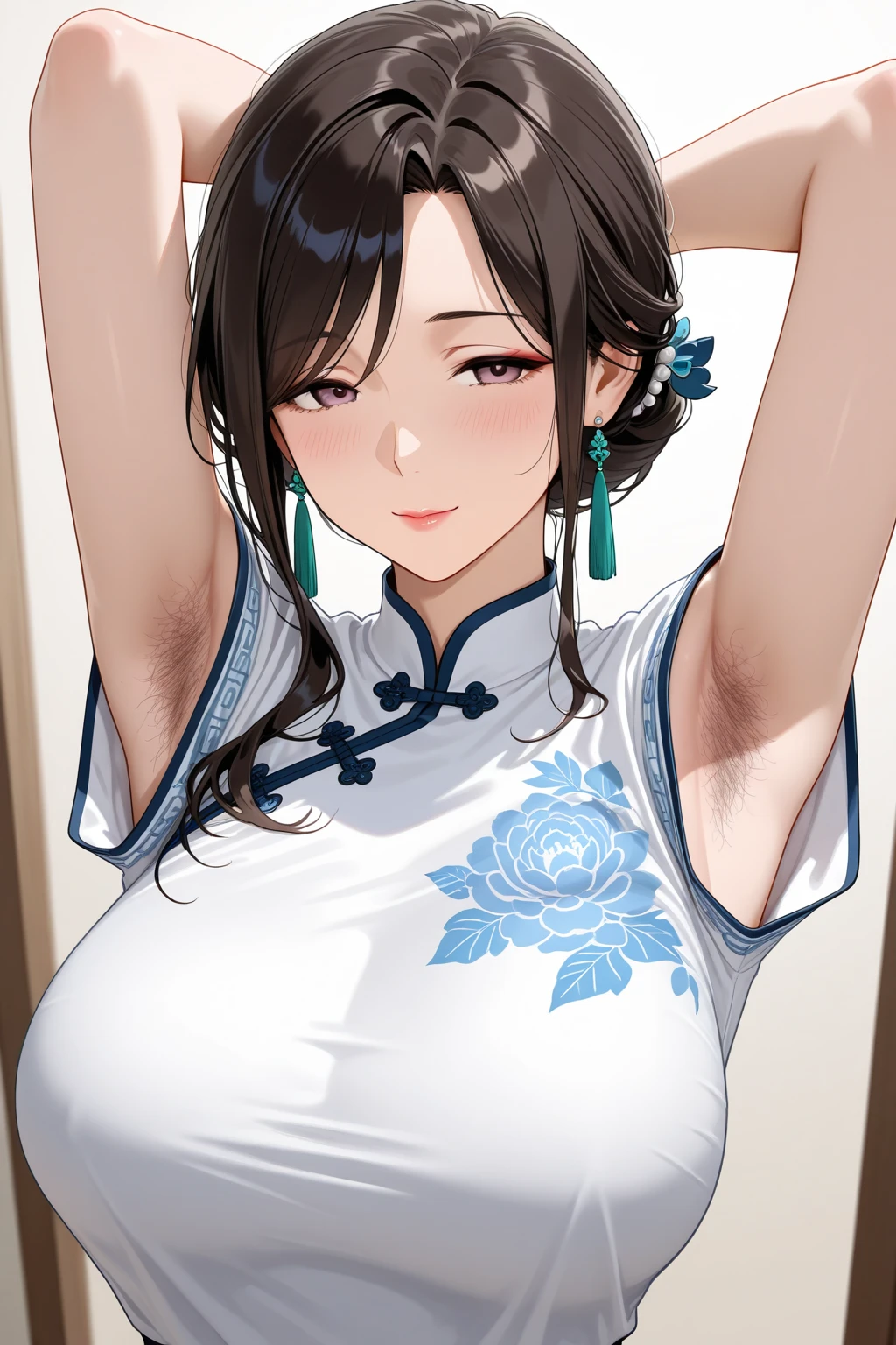 Draw to the smallest detail、Detailed facial depiction、Delicate painting、topless、Nipples are visible、完全にnaked、the body is slim、Tight waist、No background、Beautiful Hair、Delicately draw the face、Drawing nipples、Character Sheet、Character Design、Design Cards、Draw a close-up of a face、belly button、Waistline、完全にnaked、naked、expensive、thin、ponytail、Forehead、amount、rib cage、clavicle、Black Hair、Cheerleader