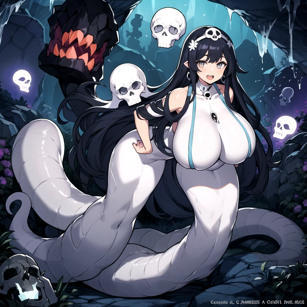 Skull girl, a sensual girl,Perfect Anatomia,thick-thighs,Bblack hair,bone tiara,background full of tentacles covering the girl's body,pressing her,Red eye,shy,wet,tongue out, tentacles everywhere,underwear