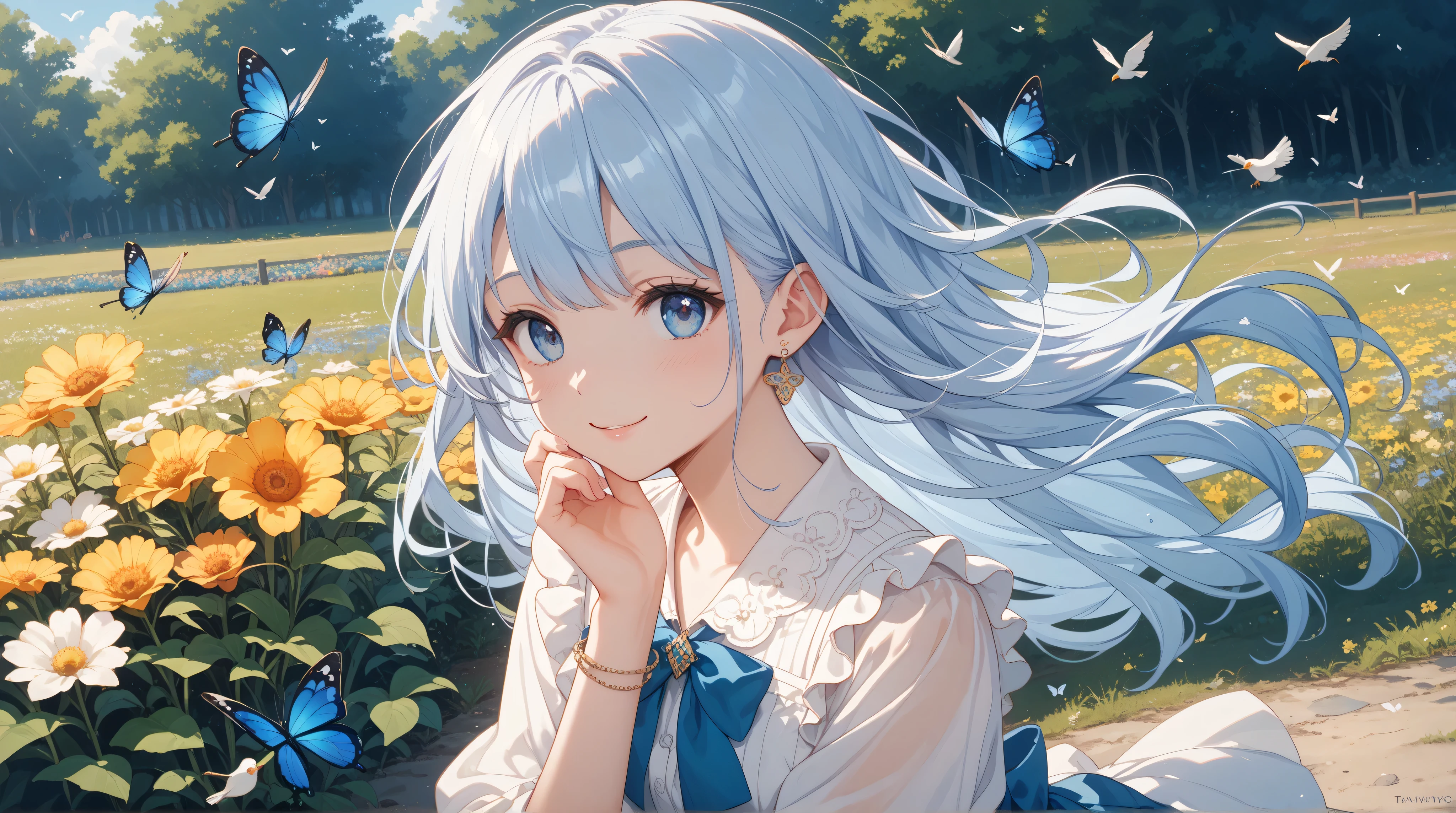 masterpiece, best quality, extremely detailed, (illustration, official art), 1 girl ,(((( light blue long hair)))), ,(((( light blue long hair)))),light blue hair, , long hair ((blush)) , cute face, masterpiece, best quality,(((((a very delicate and beautiful girl))))),Amazing,beautiful detailed eyes,blunt bangs((((little delicate girl)))),tareme(true beautiful:1.2), sense of depth,dynamic angle,,,, affectionate smile, (true beautiful:1.2),,(tiny 1girl model:1.2),)(flat ) ,score_9,score_8_up,score_7_up,score_6_up, masterpiece,best quality, source anime,,((shy)) rating_,, zPDXL2, suggestive, BREAK girl,eyes,hair,upper body,(collar attached leash),blush,outdoors,, Casual clothes