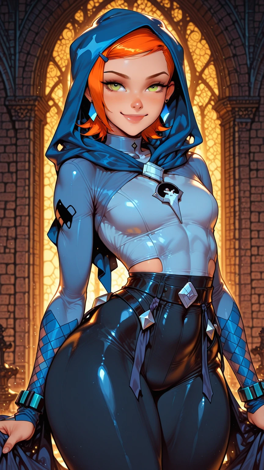 Jolyne, blonde hair, medium breast, ((torn clothes: 1.3)), standing, looking at the viewer, country background, wearing shirt, shorts and things, ((her clothes are torn making her nipples and vagina visible)), embarrassed expression, (torn clothes: 1.2), anatomically correct, (smiling expression), vagina visible , ((hourglass body))