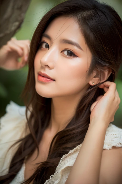 Dark brown hair、Light brown eyes、Japanese actress、 Lady、I am about 40 years old..、(Intricate details:1.2)、(Which one is on top??:1.4)、 (Ultra-high resolution:1.2)、Ultra-high resolution、(Finely tuned)、(Detailed facial features)、Hmph、8K resolution、D cup size breasts、Long Hair、Blocks sunlight and shade、A balcony with a resort feel、Pink flowers are decorated in the background、Pink flowers blooming in a resort area、Decorate your ears with deep pink flowers、white wall、white floor、Full body photo、Head to toe shot、Beautiful legs、white　One piece with a wide open back、Blackpink Jenny　私 took this photo with the image of、Beautiful legs、she, Fashion Hub, Extreme Detail, Very detailed, Realistic, Hourglass-shaped body, Obscene pose、Lift your chin a little、Please open your mouth a little、Poses that make you feel weak、Are crying、Deep sorrow、