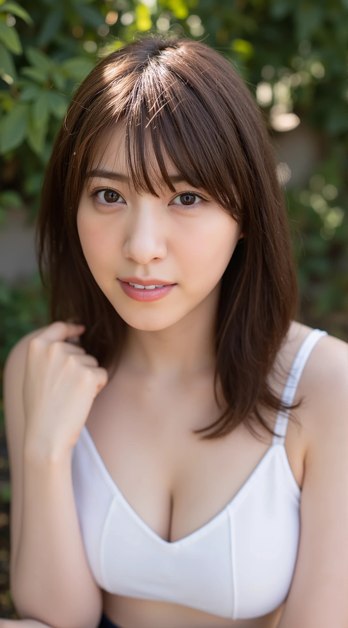 Beautiful mature 55 year old Japanese woman, Married women, Fine Lines, Long eyelashes, Shining Eyes, Bob Cut Hair, smile, Red lipstick, elegant, Pearl Necklace, Sexy Lingerie, whole body, sunny, lying on the green grass, (Sleep on your back), (Highest quality,4K,8K,High resolution,masterpiece:1.2),Very detailed,(Realistic,photoRealistic,photo-Realistic:1.37),High resolution,超High resolution,Studio Lighting,Ultra-fine painting,Sharp focus,Physically Based Rendering,Very detailed説明,Professional,Vibrant colors,Bokeh,Portraiture