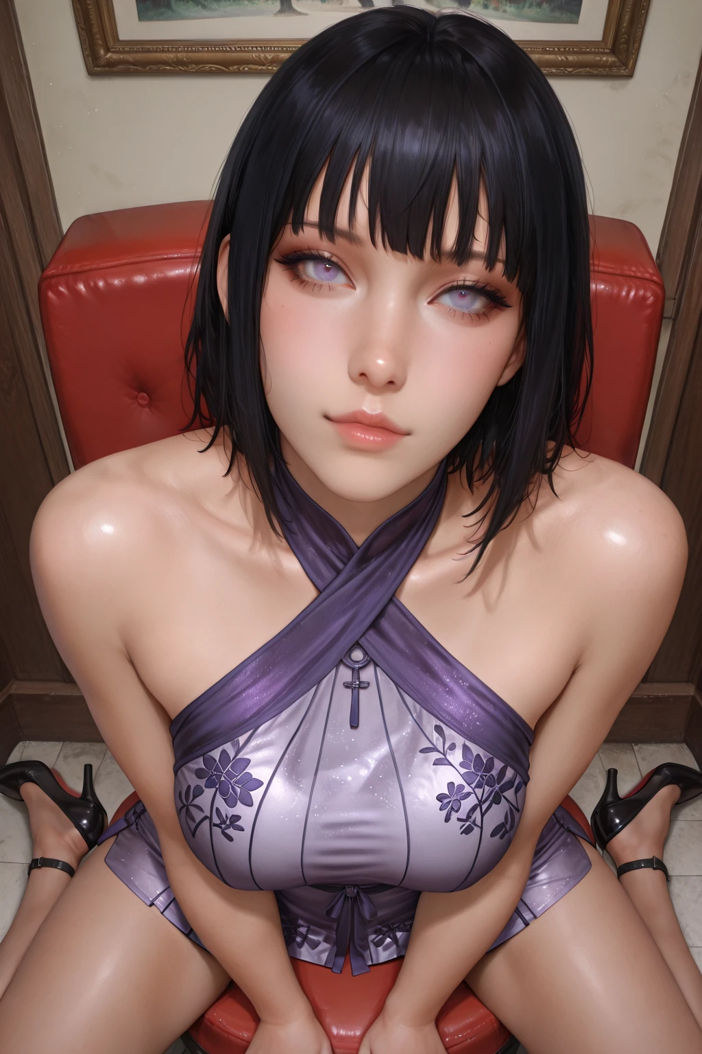 (((masterpiece))), (((best quality:1.4))), (((realistic:1.3))), hinata\(boruto\), 1girl, mature women, (((Red floral kimono with spaghetti strap top))), (((Close-up photo))), (((Selfie))), (((cleavage))), (((Closed Clothing))), (((big breasts))), (((big round breasts))), (((round breasts))), (((extremely heavy breasts))), (((Colossal tits))), (((heavy breasts))), (((plump breasts))), (((super round breasts))), (((very round breasts))), (((perfect breasts))), (((cinematic shot))), (((moody lighting))), (((shiny skin))), (((shiny skin))), (((oily skin))), (((sweat))), (((Japanese temple))), (shy face), detailed lips, beautiful face, blush, (pink lips), (((long hair))), white eyes, gentle gaze, smile, super realistic, detailed, realistic face and body, realistic hair, realistic eyes, realistic nose, realistic lips, seductive pose, (((straight bangs))), (dark blue hair), 28 year old girl, (((evening:1.4)))