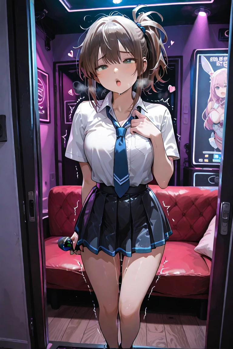 One Girl, alone, Virtual YouTuber, suzuhara lulu, skirt, Brown Hair, Striped skirt, hair ornaments, have, Open your mouth, Urban Background, Crowd of people background, blue eyes, Show Viewer, shirt, x hair ornaments, beret, Manicure, smile, blush, pink cardigan, heart, vertical-Striped skirt, brooch, vertical stripes, Blue Claws, white shirt, black skirt, cardigan, Black Hat, Long sleeve, chest, :d, bangs, Medium Hair, hair 弓, black 弓, pointing, Point your finger up, Bow tie, Hair Clip, medium chest, Striped Bow, From above,whole body,Standing on one leg,Naked Pussy, tits, Bare nipples, Naked Pussy, tits, Bare nipples, Naked Pussy, tits, Bare nipples, Naked Pussy, tits, Bare nipples, Naked Pussy, tits, Bare nipples, Naked Pussy, tits, Bare nipples,belly button,Spread legs, spread legs, spread legs, spread legs, spread legs, spread legs, spread legs, spread legs