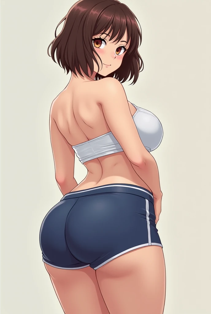 (perfect body),De la máxima caliDaD,(8K Portrait),(official art)、(NSFW)、embarrassing、:D、(un ojo esta cerraDo)、(((blush))),(suDor),(pechos granDes)、((big ass))、(Brown hair),((short hair))、(cantiDaD)、((flequillo partiDo)), (the eyes are brown),(((thick thighs)))、(sujetaDor Deportivo gris)、(pantalones Deportivos grises)、((brazos por encima De la cabeza))、armpit、rubio、naughty pose、pubic hair