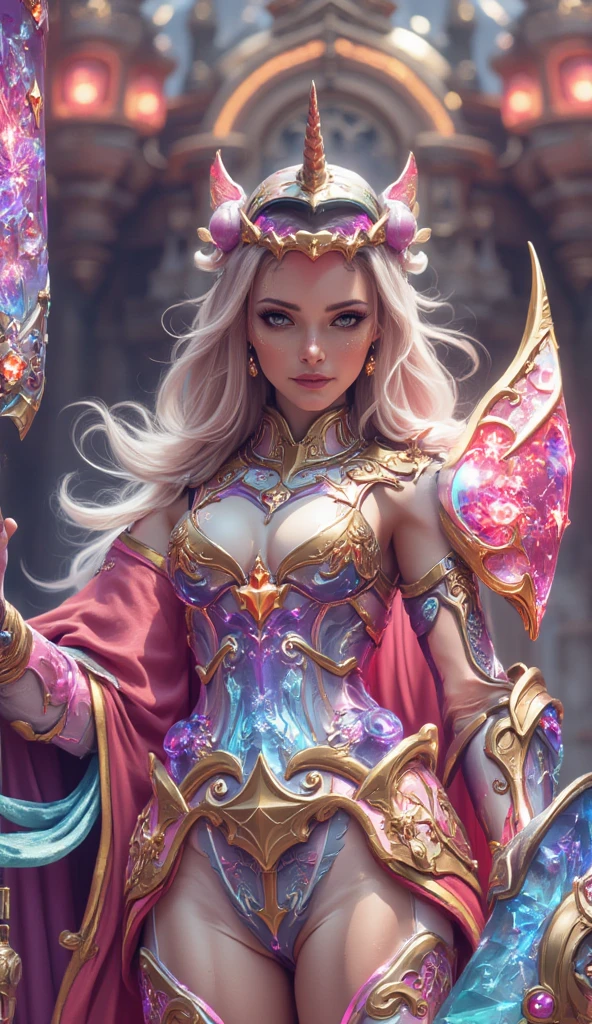 "Artistic rendering, fantasy realm, girl and her magical companions, luminous cave, extraordinary magic, epic adventure, intricate details