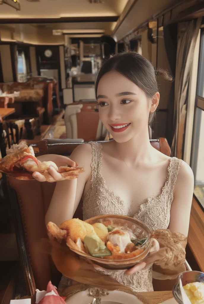(((best quality))),(((ultra detailed))),(((masterpiece))),illustration,(1 beautiful girl,solo),(short ponytail:1.2),(strapless sheer bra:1.3),((slim,thin)),((small breasts,flat chest)),shopping, market, meat, bustling,early morning,bright eyes, flushed face, lively appearance, energetic, vendors, calls, wares, plastic sheets, spices, haggling, examining, cuts, beef, stall, butcher paper, scale, kaleidoscope, colors, sounds, fruits, vegetables, animated, talking, joking, background, food stall, breakfast rolls, vendor, steaming, fresh bread, butter, early hour, energy, chatting, vibrant, chaotic, community,((night scene,outdoor)),(surrounded by crowded crowds:1.3),((from front,close-up of face))