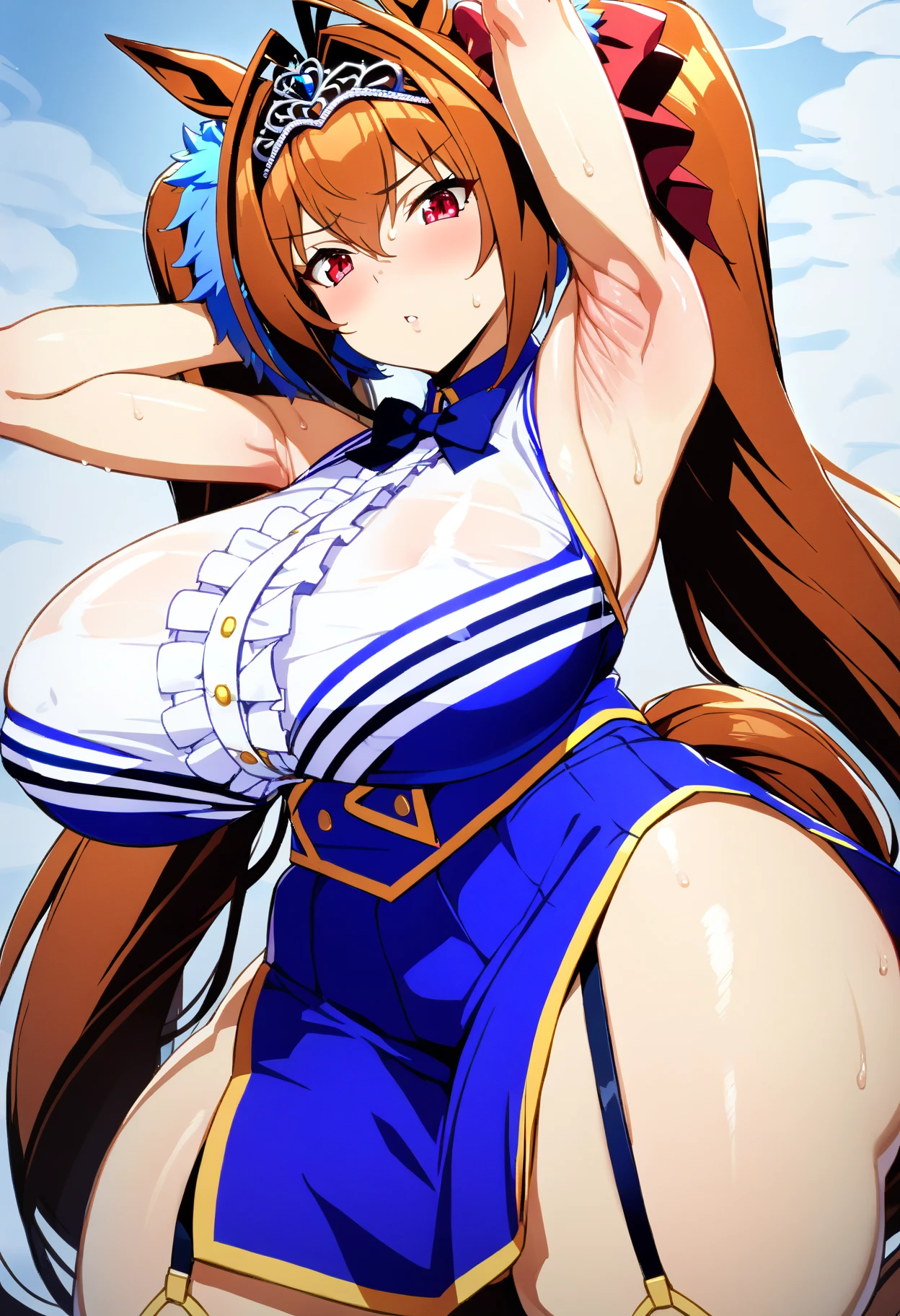Kyoto animation , Nsfw , Fullbody shot , Monokini , Female boxing , huge breasts.