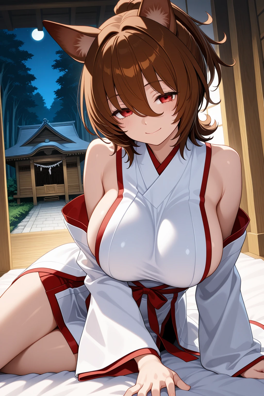 BREAK Perfect Anatomy、(High resolution:1.2)、Incredible illustrations、(Cute illustrations:1.2)、(nfsw)
(cinematic angle,solo focus,) (Beautiful background(Shrine grounds),
1girl(brown hair,twin tails)
(Shrine maiden costume (white coat, scarlet hakama, tabi)(half undress,oversized clothes), lingerie), (netorare,)(cum on body, cum on breasts, cum on clothes, cum on hair, excessive cum,pojecile cum,)
