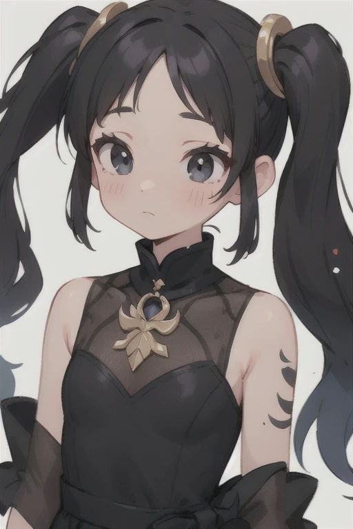 ((junkotvv, black hair, red eyes, extremely long hair, messy hair, neko ears)), masterpiece,1girl,solo,black hair,underboob, hat,light_smile,ofuda,china dress, crossed arms,