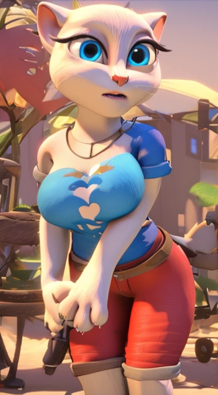 Misty naked squishing her big thicc tits tightly naked(first pov)