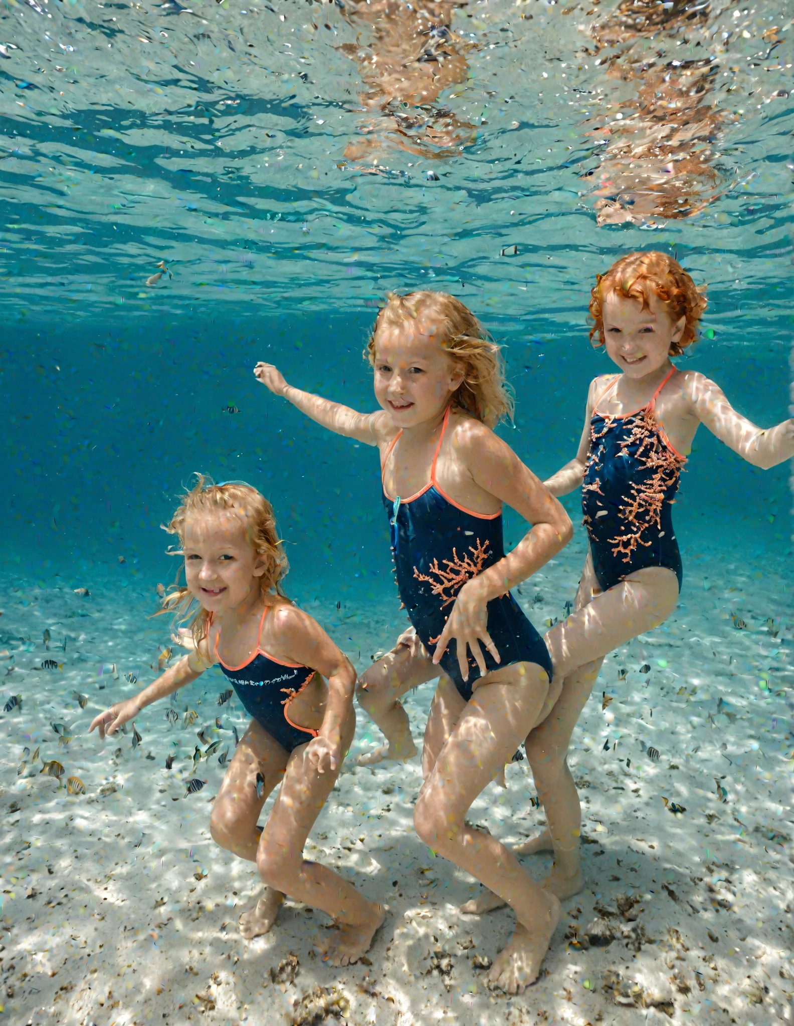 Little French girl in swimsuit