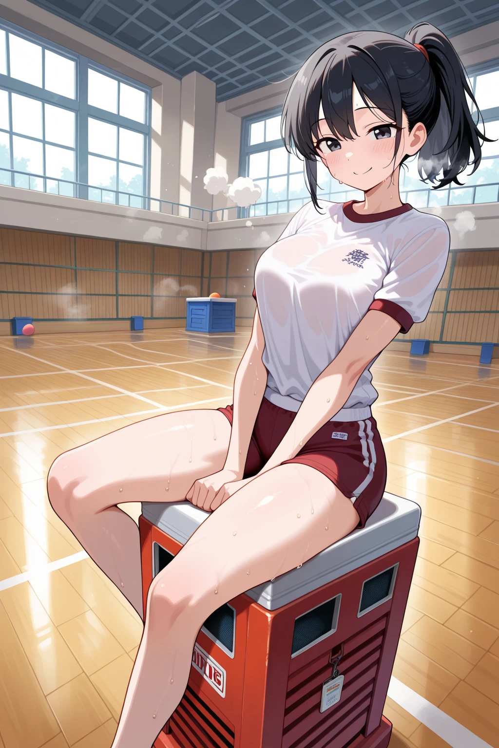 (One girl)、smile、first-class、Extremely delicate and beautiful、Gym suit、playground、Dark brown short hair、Dark brown eyes