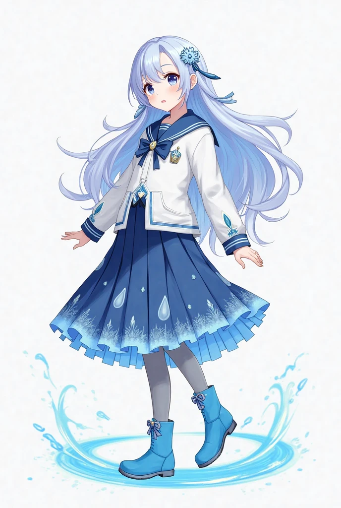 girl, white background, fullbody, simple style, 
sailor suit