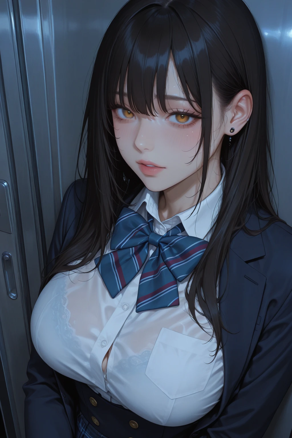 Lab Room，Manteau blanc，schoolgirls，The word "CCIC" is printed on the chest