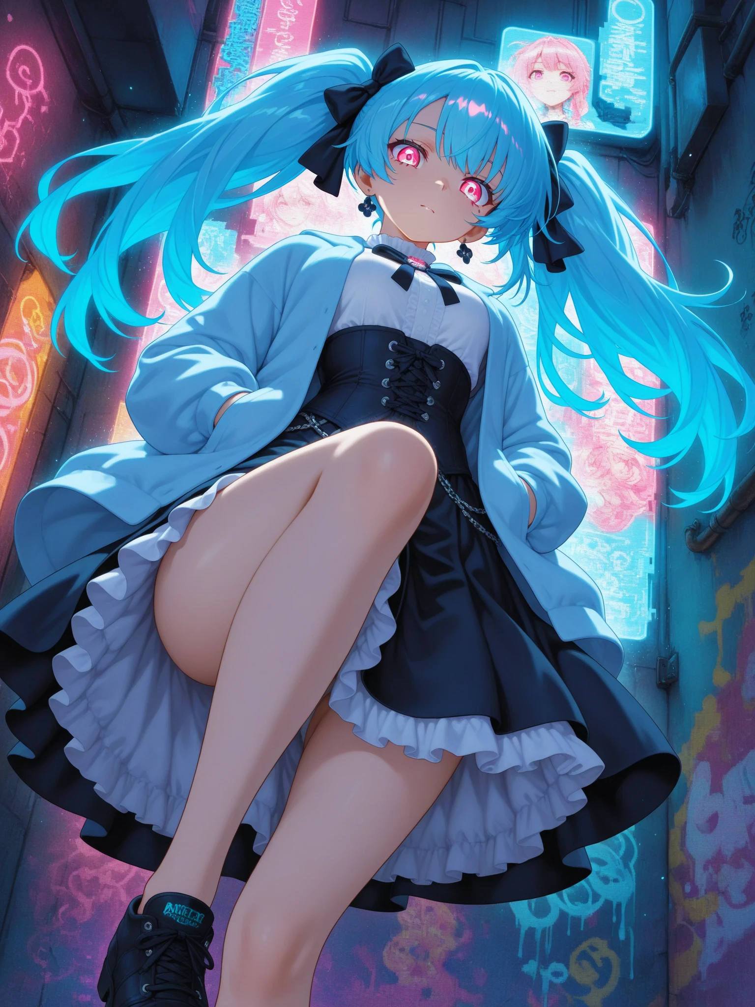 NSFW,masterpiece,Highest quality,High resolution,Super detailed,Shiro \(no game No life\),Long Hair,Multicolored Hair,Hair between the eyes,Gradient Hair,Yellow Eyes,Flat Chest,Slave,Off the shoulder,cropped,Micro Mini Skirt,Fishnet tights,Downtown at night,alley,Ecstasy face,Embarrassed,blush,Leg spread,orgasm,Climax,Squirting,Open your mouth、Stick your tongue out,Roll your eyes、squint,Are standing,prostitution,One man,Having sex