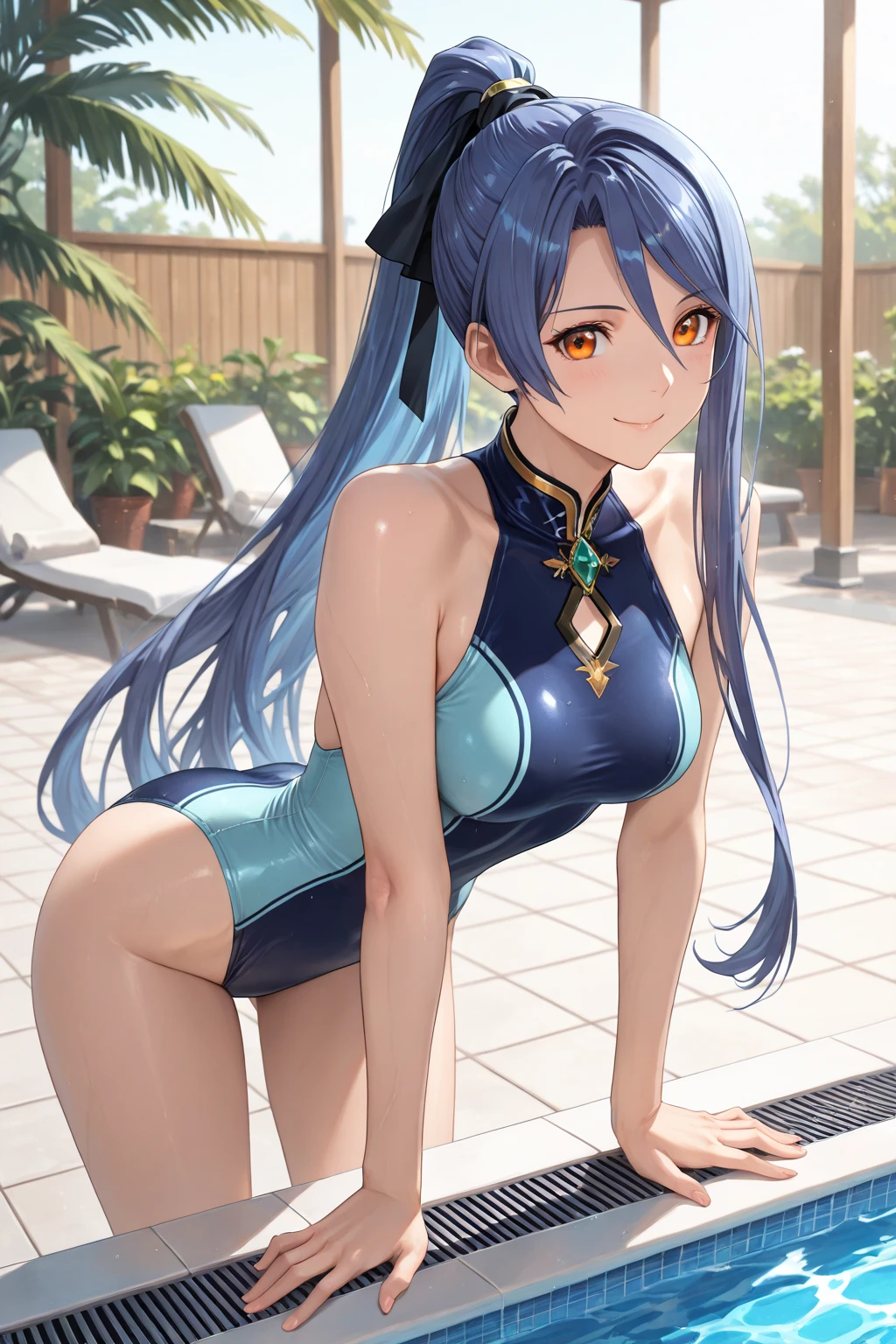 Anime girl in blue dress sitting in pool, Seductive Anime Girl, Anime visuals of cute girls, Smooth Anime CG Art, beautiful anime high school girl, (Anime Girl), anime moe art style, visual novel cg, Beautiful anime girl, Kantai Collection Style, charming anime girls, anime wallaper, pretty anime girl, official artwork, Cute anime girl