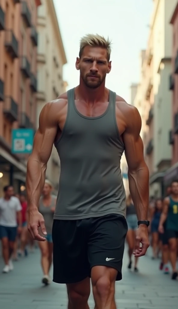 Hot and wet body of jamie dornan walk on the crowd street, shietless, hyper realistic, Vogue magazine cover