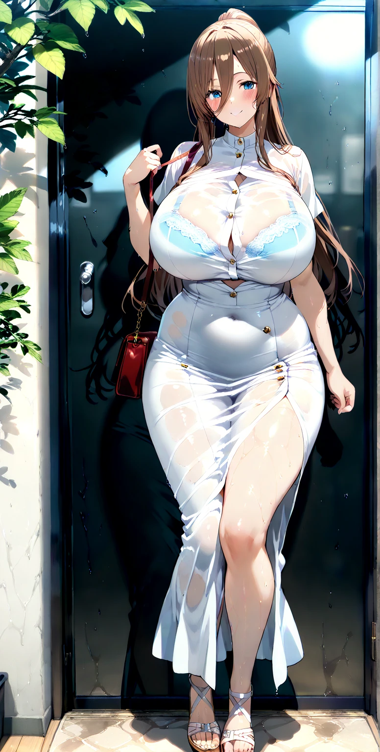 Best quality, masterpiece, ultra high res, raw photo, beautiful and aesthetic, deep shadow, fairy theme,(ultra detailed:1.3),
1girl, sexy pose, headdress, (beautiful face, detailed eye:1.2), embarrassed, drill hair, long hair, blonde hair, gradient hair, yellow eyes, solo, (busty breasts, gigantic breasts:1.1), big hair, blue hair, divine goddess, looking at viewer, indoors, royal palace, luxurious bedroom, canopy bed, candlelight, room full of curtain, astraea, full body, enormous pregnant belly, (pink bodysuit:1.3)