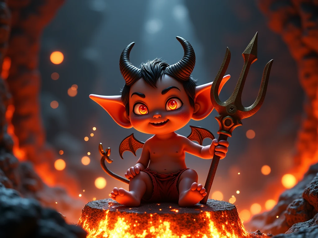 A kid demon king with red colour