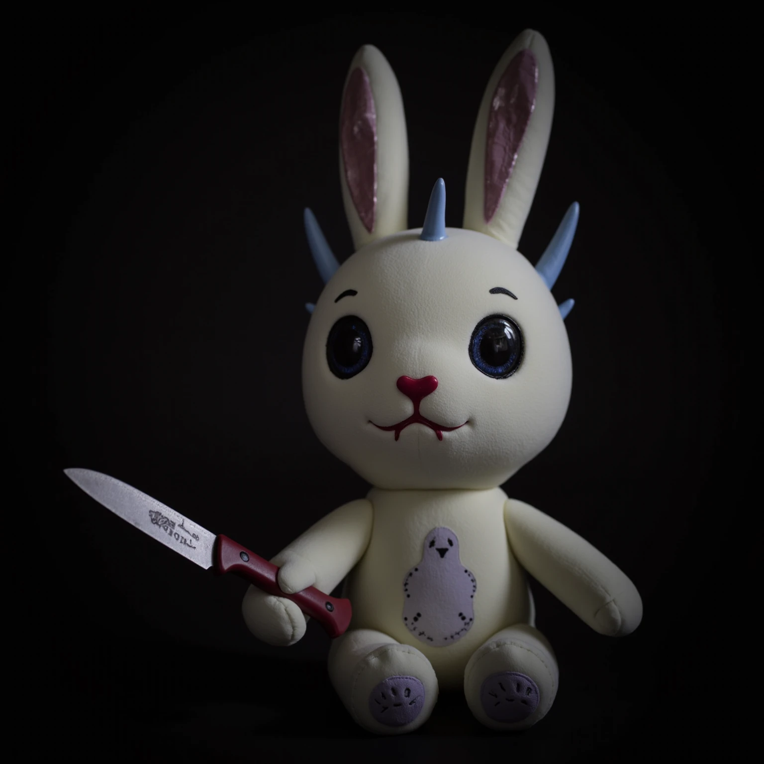 (knitted toy voodoo doll:1.7), (Voodoo Dog Butcher:1.3), (Clothing: blood-stained butcher apron with dark patterns:1.0), (Accessories: enchanted cleaver, glowing sinister meat hook:1.2), (background: grimy butcher shop with floating, glowing spectral meat and eerie mist:1.2), best quality, masterpiece, detailed soft oil painting, detailed background, dramatic cinematic lighting, soft edge lighting, professional, dramatic lighting, hard edge lighting, ultra quality, 4k,masterpiece, best quality, 8k, ultra highres, highres, extremely detailed