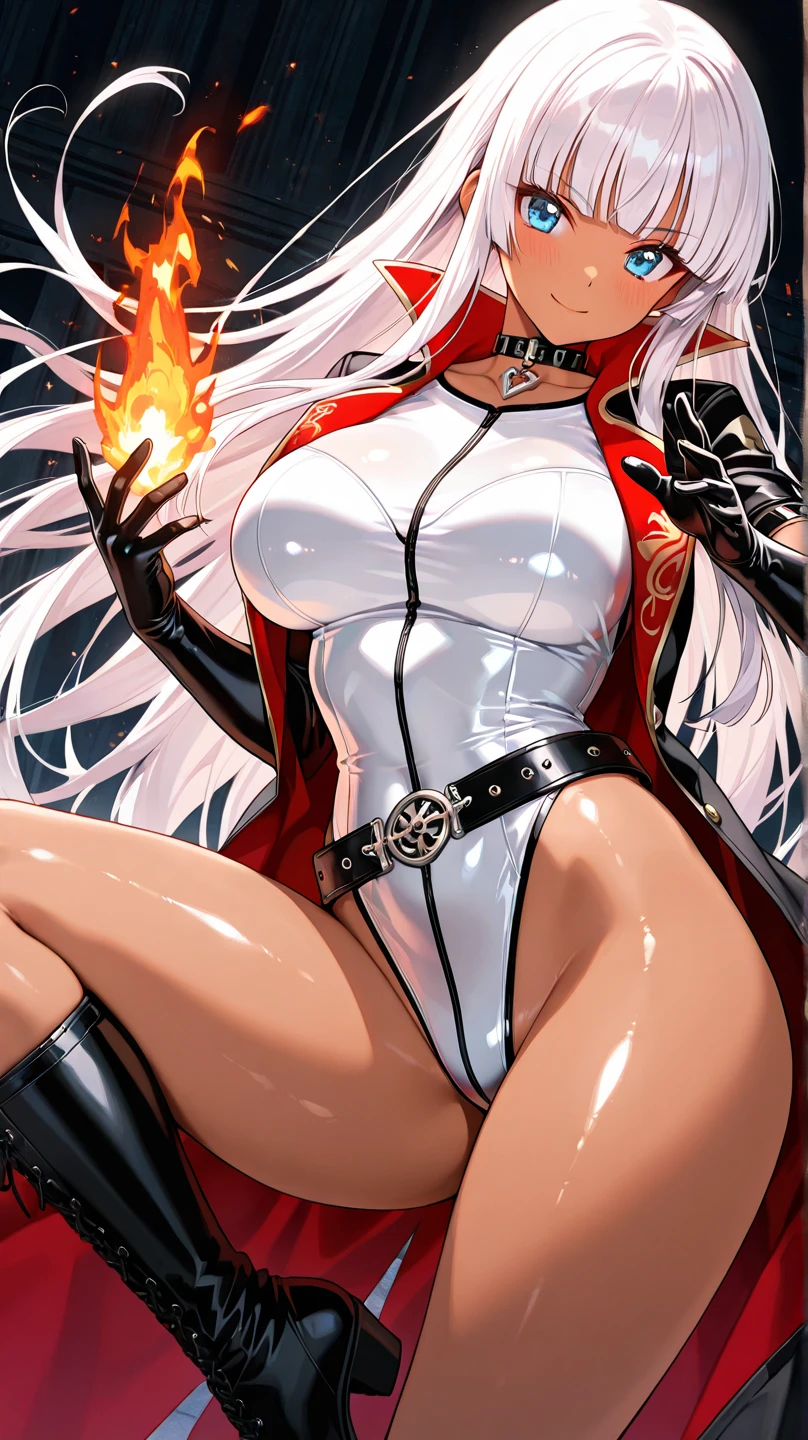 Portrait, Masterpiece, Excellent, 1girl, solo, complex details, color diffusion, comic book, anime, marvel, DC, close-up, pale skin, Kitsune, perfect body, fox ears, silver hair, red eyes, sensual attire, scientist attire, milf, elegant, Sci-Fi, Fantasy