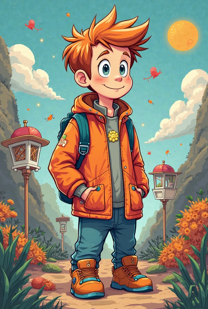 (Full Body) A red-haired boy, adventure, leather jacket, backpack, forest, environmental catastrophe, abandoned house in the background, happy, happy, perfect quality, clear focus (clutter - house: 0.8), (masterpiece: 1.2) (realistic: 1.2) (bokeh) (best quality) (detailed skin: 1.3) (complex details) (8K) (detail eyes) (sharp focus), (happy) proportional full body, clean background, long vision composition, 85MM SHOT