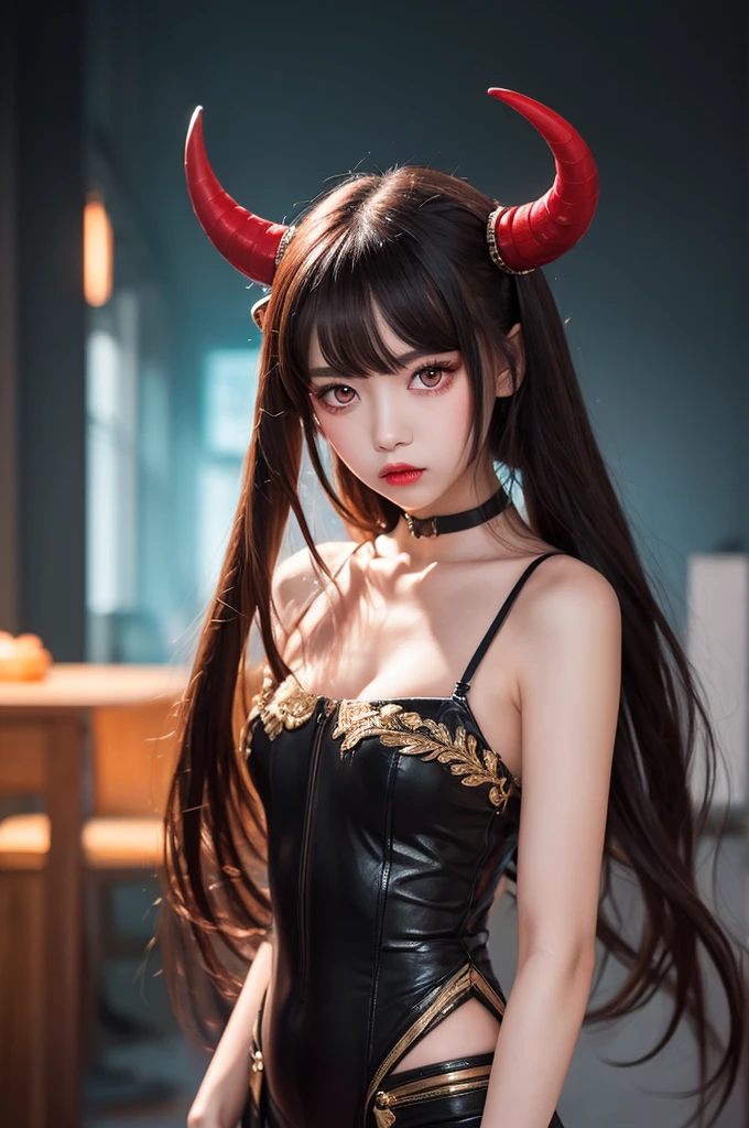 Are you okayですかですか、(best illustrations)、8k UHD resolution、intricate details、highest quality、realistic、Super detailed、best lighting、best shadows、soft lighting、Ultra HD、超realistic、Tyndall effect、Photoreal、(high detail skin:1.2)、 (intricate details, compensate, face to face with the children_v1:0.5), (Are you okay, beautiful and delicate face, Are you okayですか, beautiful and delicate eyes, perfectly proportioned face, high resolution skins, fine skin, Optimal ratio of 4 fingers and 1 thumb, arm under chest, red tattoo on lower abdomen、wow wow, wide hips, smooth abdomen, thin and thin skin, __fashion__, __hair__:1.25)、Digital single-lens reflex camera、 absurd、(table top: 1.3), (maximum resolution: 1.2), (Ultra HDTV: 1.2), cinematic light, fine eyes and skin, detailed facial features, , (sharp focus: 1.2）, (focus on face:1.2),perfect style, beautiful face, acura, anatomically correct, Highly detailed face and skin texture, fine eyes, double eyelid, thin eyebrows, glitter eyeliner: 1 natural cheeks, Glossy skin, Fair skin: 1.2, (glossy lips: 1.4),(embarrassed look: 1.2),Highly detailed face and skin texture, fine eyes, double eyelid, natural cheeks,  glossy lips: 1.4,exposed cleavage、Bewitching。Charm、 Beautiful devil woman from hell, Surreal female portraits by David Hockney and Alphonse Mucha, Charm女性の肖像画、fantasy art, chinese doll、Chinese actress、dungeon、dragon、devil&#39;Palace of、devil&#39;torture chamber、night、dark style 、in the dark、(detailed spooky background:0.8), magic、 1 girl、evil nun、dark necromancer、Succubus、devil&#39;Daughter of、Shinonome Umi、bat wings，(((devil&#39;horn)))、 ((((giant glasses, otaku glasses, thick glasses, round glasses)))),(((big breasts)))、(devil&#39;tail of)、(red eyesは光り輝いて:1.6)、red eyesは非常に鮮明で詳細です, Your eyes are made up so beautifully, ((red eyes:1.0)),intricate tattoo, demonic intricate tattoo, Tattoo on the thigh, body tattoo, masterpiece、最もbeautiful face、baby face、cute smile、beautiful plump red lips、筋肉のCharm体、devilのCharm体、devil style、Charmブラックマジックコスチューム、The long-haired、Braid、Black hair、Ponytail distortion、, Ponytail with a bow tied at the back of the hair, beautiful expression、body up、big breasts強調、bust,  super tight chest, Breast augmentation surgery, The chest is very large and round,tight waist、wide ass、 private key, cowboy lens, (Black Phoenix Dress: 1.0),  devil crown,  red sparkling gemstone necklace、Jewelry G Wise,  Please wear black mesh socks,Wearing light red、nffsw, nffsw, meet beautiful girls, looking at girl&#39;body of,