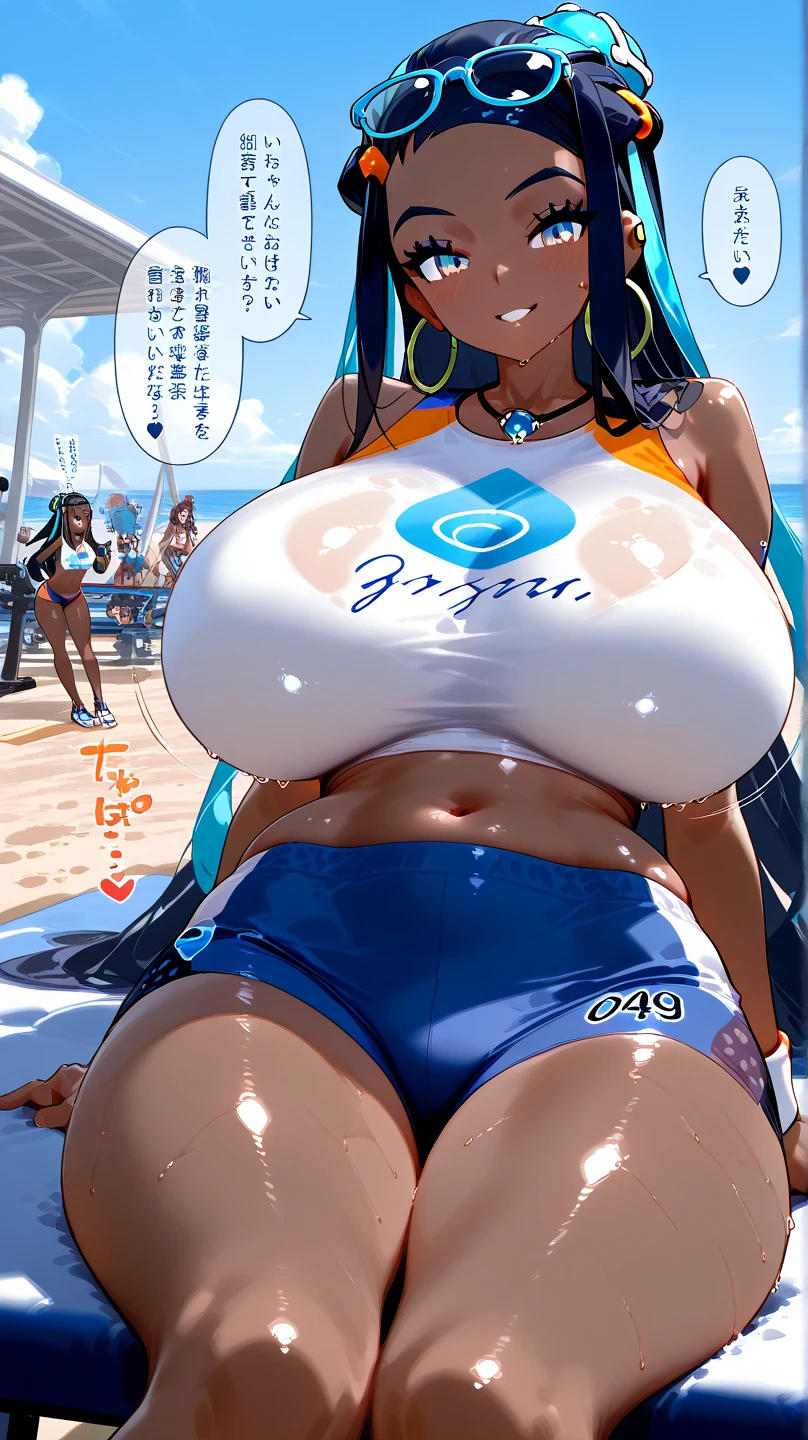Santa costume,Swimwear,Big Breasts,Multiple births,Blue Hair,Bobcut