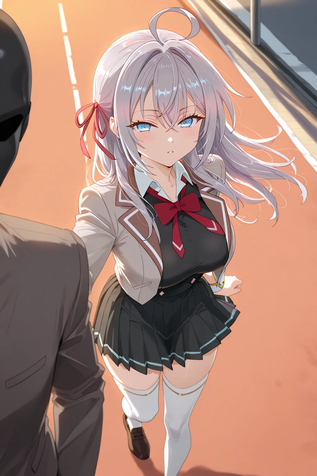 Young girl with grey hair, ((fringed and curly hair)),((curly short twintail)), curly hair ,(red eyes),, ((small bushy eyebrows)), wearing gothic lolita clothing, lolicon , to school, bored eyes, bored face (Zankuro) drawing style by zankuro artist, Zancrow style, image uploaded in R34, walking to school, flirty smile , suddenly having sex in public, ((doggy style sex)), ((public sex )) naked ass in the male crotch, old man , ((being raped by a decrepit old man in a dirty alley,