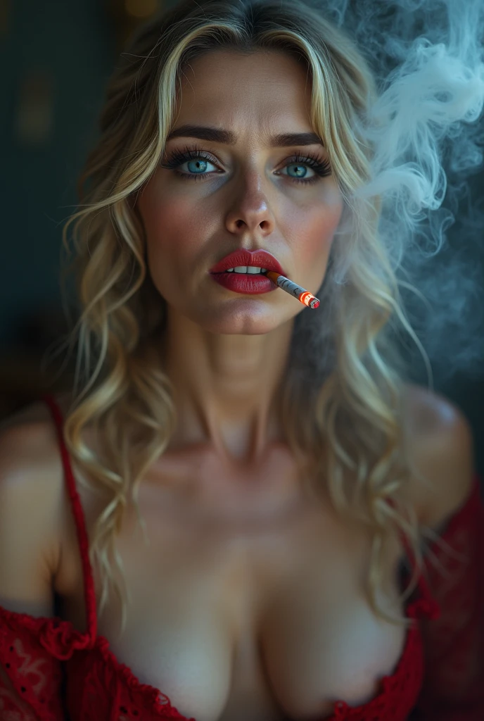smoking cigsmoker yulia<lora:cigsmoker_Woman:0.7> fake lips