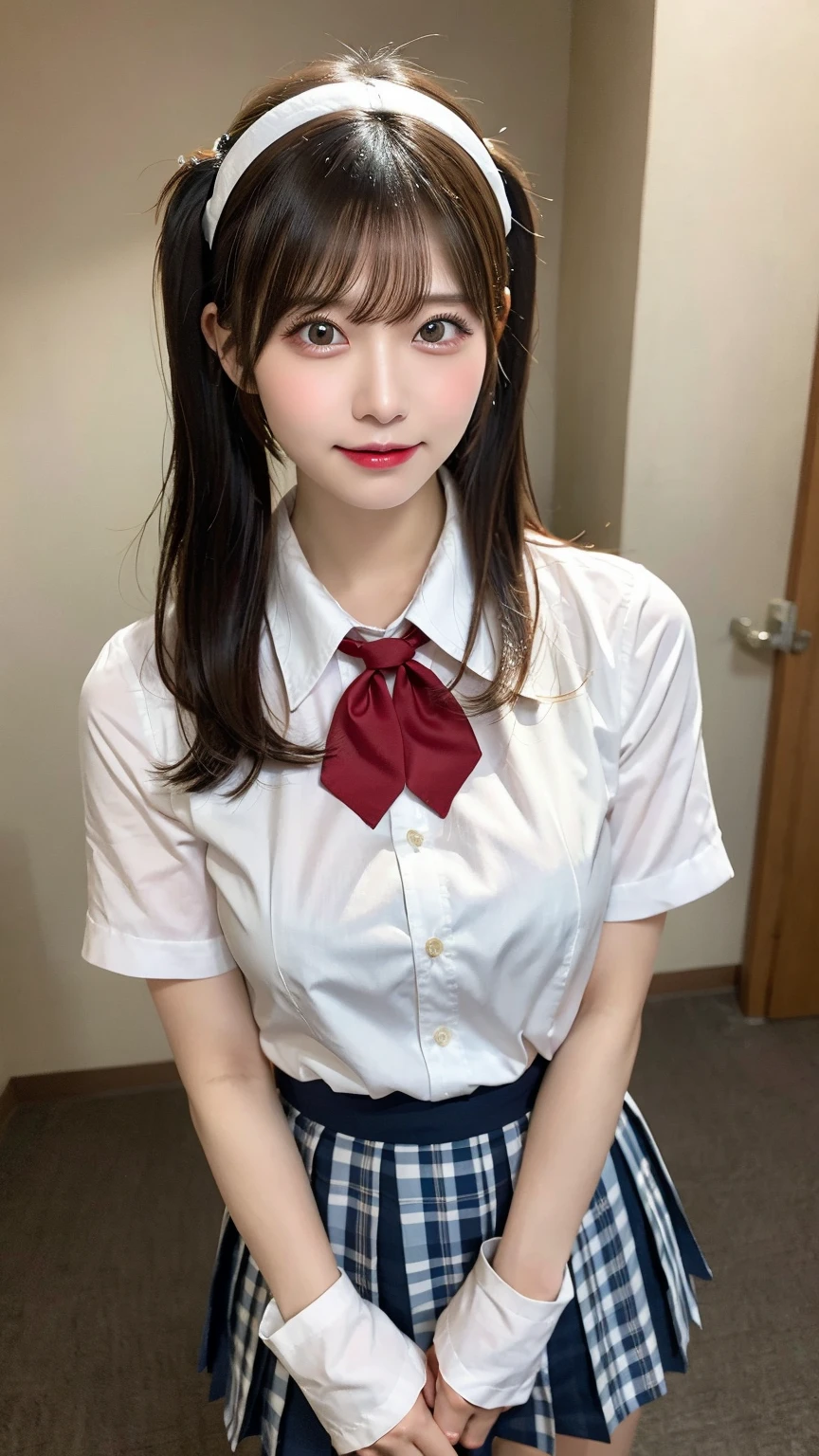 wearing short skirt、Alafid asian woman wearing bow tie sitting on train, cute schoolgirl, japanese schoolgirl, wearing japanese school uniform, japanese school uniform, a hyperactual schoolgirl, Dress up as a schoolgirl, hyperactual , Wearing school uniform, actual , girl wearing, Wearing school uniform, A pose, whole body, good skin, glowing skin, beautiful thighs,glowing thighs, Glowing legs, (())