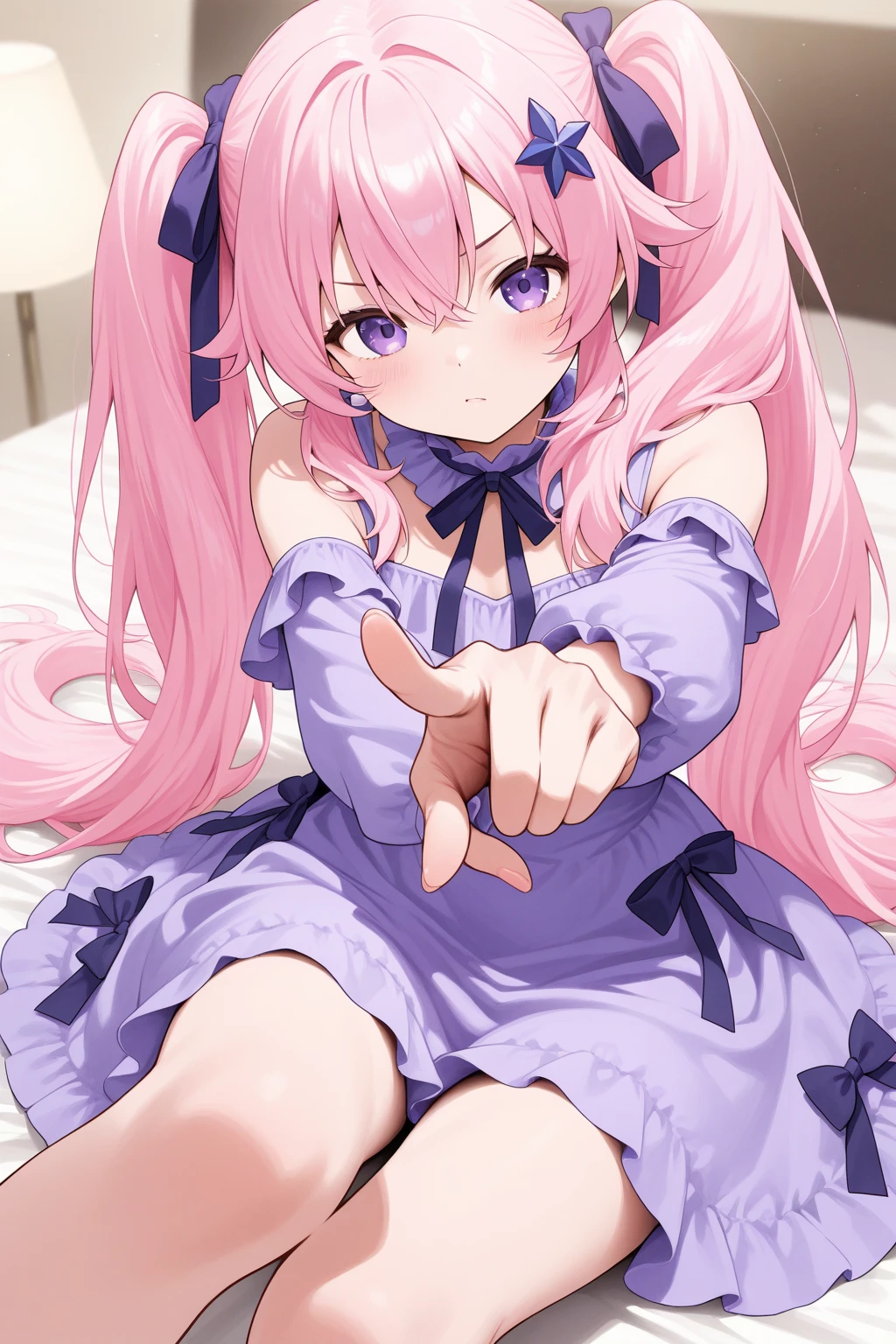 One Woman、cute女性、Thighs、Best image quality、High resolution、masterpiece、super high quality、Spread your legs、cute、good、cuteパンティー、You can see the pink panties、Small Ass、big 、Blushing、4K quality、Blushing、Proud face、Wearing black knee socks、bed、Spread your legs wide、Panty shot、Sweaty all over、Heavy breathing、Chest is bobbing up and down、heart、A mean look、Low Angle、Zoom in on the crotch
