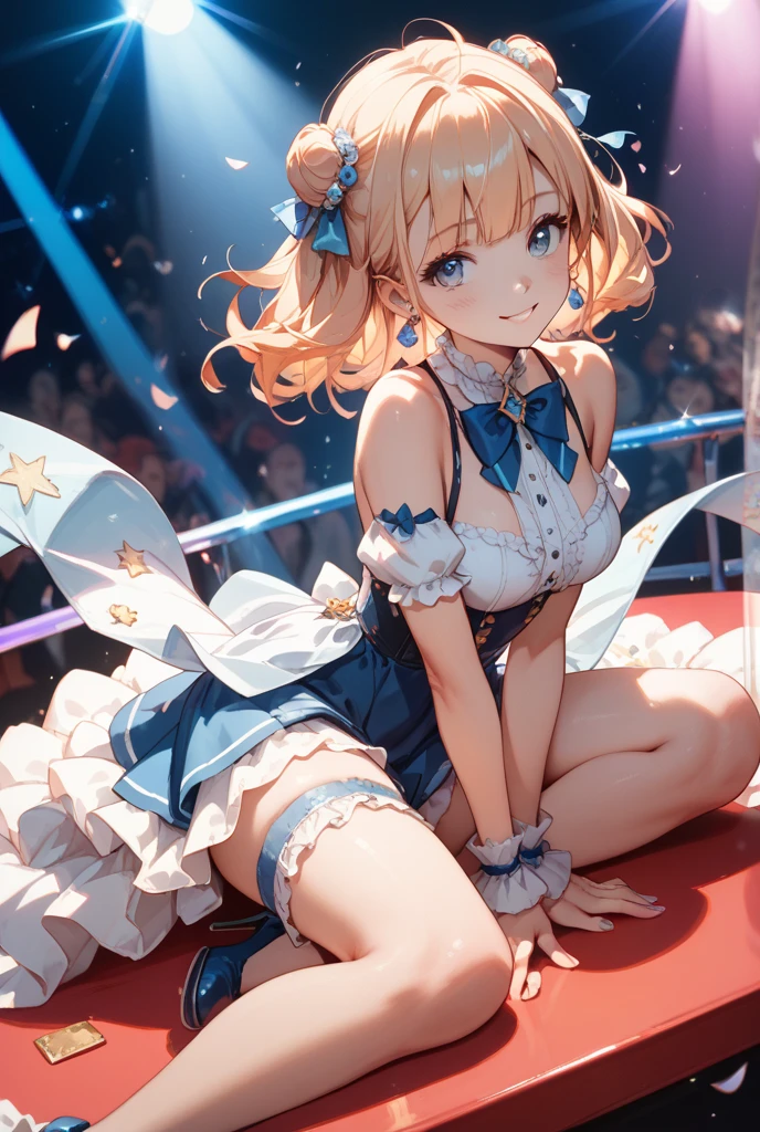 (Photorealistic:1.8, highest quality:1.8,8K masterpiece:1.8,High resolution,Mastepiece:1.8,RAW Photos,Cinematic lighting),No split screen、Brilliant lights、dance hall、（Dancing Bunny Girl）、Zooming in on parts、Angle from below、 (Real skin texture:1.3)、(Shortcuts、Blonde Hair)、Woman's Costume（choker、Bunny Girl Suit、Knee-high fishnet socks、Rabbit&#39;s Tail）、Crotch close-up、((Perfect female body))、 Esbian all over、(Random Sexy Poses:1.3、thrust one&#39;s hips upward、Stick your hips out to the camera:2.3)、cameltoe、(Beautiful expression、Beautiful Face、Beautiful Eyes、A rich expression、smile)、 (Immersive atmosphere、Chiaroscuro:1.5、Bright light:1.2、Bright lighting)、Realistic:1.3、Long Shot、The woman is naked、woman is nude、Adult video shoot